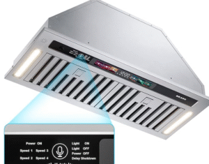 BRANO Range Hood Insert 30 Inch, 900 CFM Smart Voice/Gesture/Touch Control, 4 Speed Exhaust Fan, Stainless Steel Kitchen Hood with Charcoal Filter, Ducted/Ductless Convertible